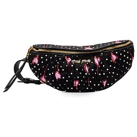 Bolsa de cintura Miu Miu em nylon Matelassé preto com estampa de coração