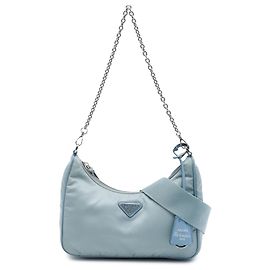 Prada Re Edition 2005 Satchel aus Tessuto mit blauen Saffiano-Besätzen