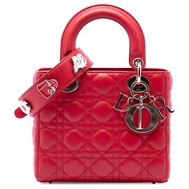 Autre Marque Dior Red Small Lambskin Cannage My ABCDior Lady Dior