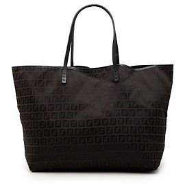 Fendi Medium Zucchino Canvas Roll Tote in Braun