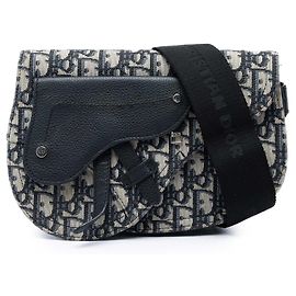 Autre Marque Dior Saddle Messenger Bag aus blauer Oblique Canvas