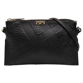 Burberry Black Small Grain Check Embossed Leather Chichester Crossbody