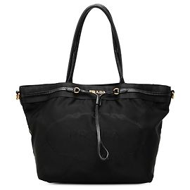 Bolsa Satchel Prada em Tessuto Canapa Preta com Logotipo