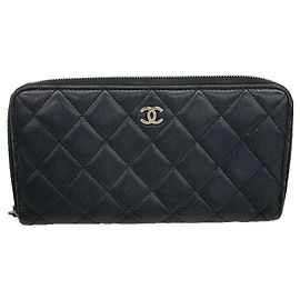 Chanel Matelassé Lambskin Long Wallet in Black