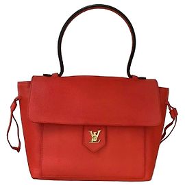 Louis Vuitton Lockme Bolsa em Couro Vermelho Alaranjado