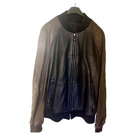 Hermès Chaqueta aviadora de cuero bicolor