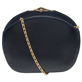 NUOVO VINTAGE BORSA A MANO S CARTIER SAPPHIRE LINE PELLE BLU NAVY