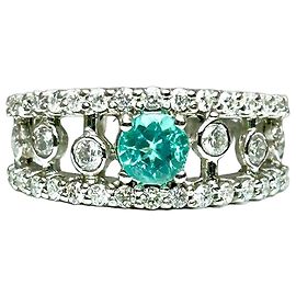 Autre Marque 18k Weißgoldring mit natürlichem Neon Paraiba-Turmalin und Diamanten