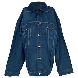 Off White Off-White Oversized Denimjacke mit Pfeil-Patches aus blauer Baumwolle