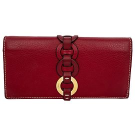  Chloé Darryl Ring-Detail Wallet in Burgundy Leather 