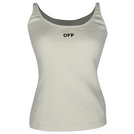 Off White Alça canelada Off-White Logo Stamp em algodão branco