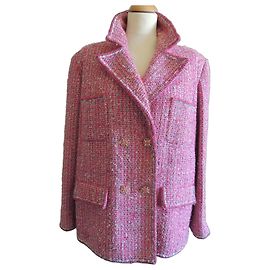 Chanel Chaqueta de Tweed Cruzada Desfile Primavera-Verano 2019 Fuchsia