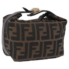 Borsa a Mano FENDI Zucca Canvas Nero Marrone Auth 203488