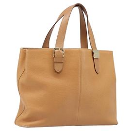 Bolso de mano BURBERRY de cuero beige y dorado Auth 201376