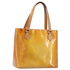 LOUIS VUITTON Monogram Vernis Houston Handtasche Beige M91004 LV Auth BA15557