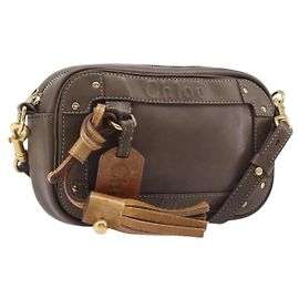 Chloé Bolso de hombro Chloe Eden de cuero beige tono dorado Auth 204650A