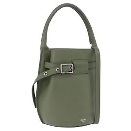 Céline CELINE Big Bag Bucket Hand Bag Leather 2way Green Silver Auth BA15799V