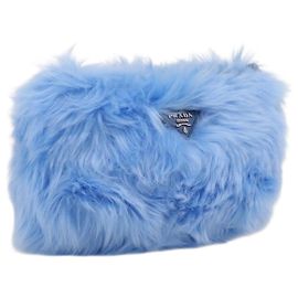 Bolso de mano PRADA Poliéster Azul Plata Auth 203896V