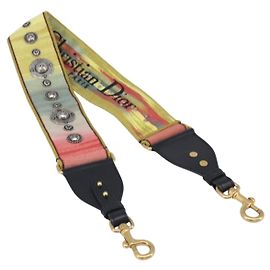 Tracolla Christian Dior in tela multicolore tono oro Auth ar14181V