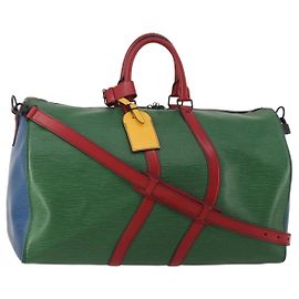 Bolsa LOUIS VUITTON Epi Keepall Bandouliere 50 Green Red Blue M55571 Auth 199362A