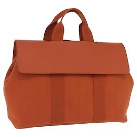 Hermès HERMES Valparaiso Handtasche Canvas Orange Silver Auth 200363V