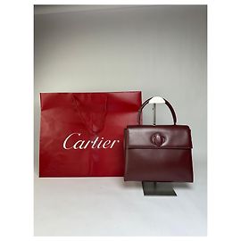 Vintage Cartier Structured Top-Handle Bag c. Late 1980s Burgundy