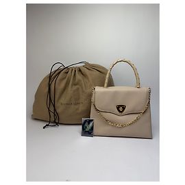 Borsa strutturata in pelle con manico superiore Vintage Bottega Veneta fine anni '80 Cream