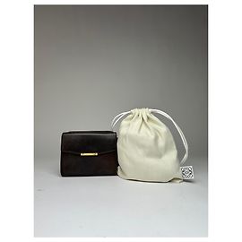 Vintage Loewe Bifold Geldbörse aus genarbtem Leder Ende der 1990er Jahre Dunkelbraun