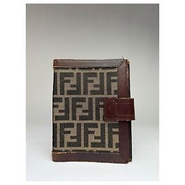 Vintage Fendi Zucca Canvas Bifold Wallet Late 1980s Brown Beige