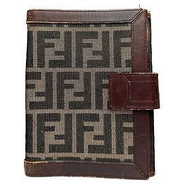 Portafoglio bifold Vintage Fendi Zucca Canvas fine anni '80 Marrone Beige