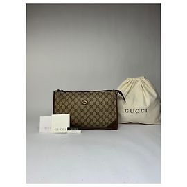 Vintage Gucci GG Plus Schultertasche mit Klappe Ende der 1970er Beige Brown