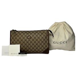 Bolso bandolera con solapa Vintage Gucci GG Plus finales de los 1970 Beige Brown
