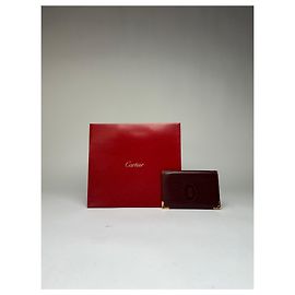 Vintage Cartier Must de Cartier Leather Card Holder Late 1980s Burgundy