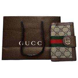 Vintage Gucci GG Supreme Bifold Wallet c. 2010s Beige Brown