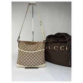 Borsa a tracolla Vintage Gucci GG Monogram Canvas primi anni 2000 Beige Brown