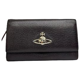 Portafoglio a patta in pelle testurizzata Vintage Vivienne Westwood Marrone scuro