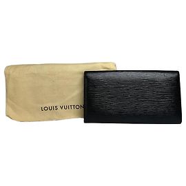 Carteira Bifold Vintage Louis Vuitton em Couro Epi final dos anos 1990 Preta