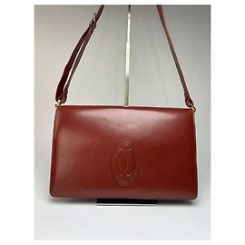 Borsa a tracolla con patta Vintage Cartier Must de Cartier c. fine anni '80 Burgundy