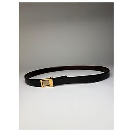 Autre Marque Cinto Vintage Dior em couro fivela dourada c. final dos anos 1980 Preto