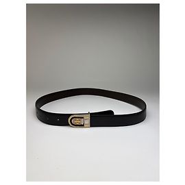 Vintage Givenchy 4G Logo Leather Belt c. Late 1970s Black Gold