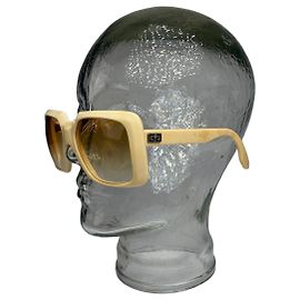 Óculos de sol oversized Vintage Givenchy 4G Logo c. final dos anos 1970 Ivory