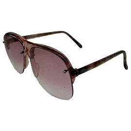 Óculos de sol aviador Vintage Givenchy 4G Logo c. final dos anos 1970 Tartaruga rosa