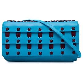 Bottega Veneta Umhängetasche mit Klappe aus blauem Lammleder mit Whipstitch-Nähten