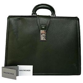 Pasta de couro estruturada Vintage Balenciaga Final dos anos 1990 Verde escuro