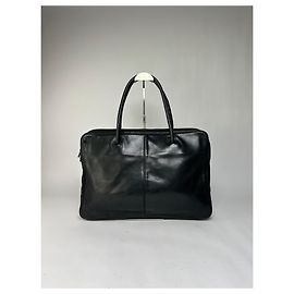 Borsa strutturata in pelle Vintage Issey Miyake con manico superiore Nera