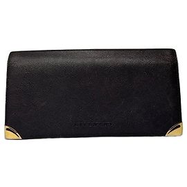 Vintage Givenchy Saffiano Leather Bifold Wallet Late 1980s Navy