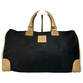 Vintage Givenchy 4G Logo Strukturierte Duffle Bag Ende 1970er Black Beige