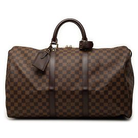 Sac de voyage Louis Vuitton Damier Ebene Keepall 50 Marron