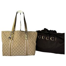 Bolso Tote Vintage Gucci GG Canvas Principios de los 2000 Beige Brown