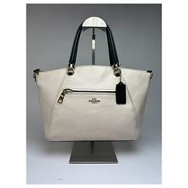 Tote estruturada Vintage Coach em couro granulado c. 2010s Cream